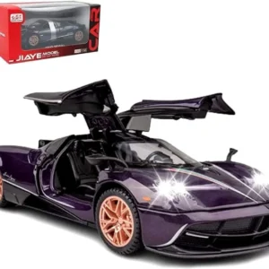 RuZon Toy Cars Metal Pull Back Diecast Car with Openable Doors and Sound Light, Gift Toy for Kids (Dark Purple)